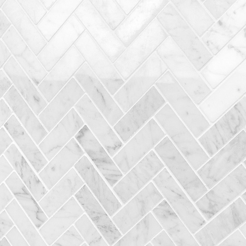 Carrara 1X3 Herringbone Polished Mosaic Tile