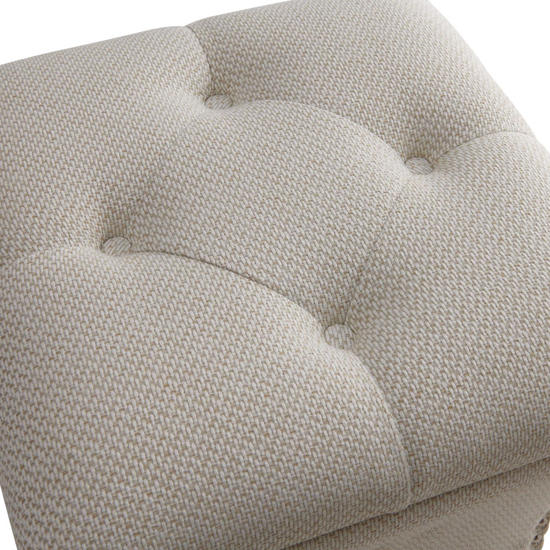 Arkadelphia Upholstered Ottoman, Cream