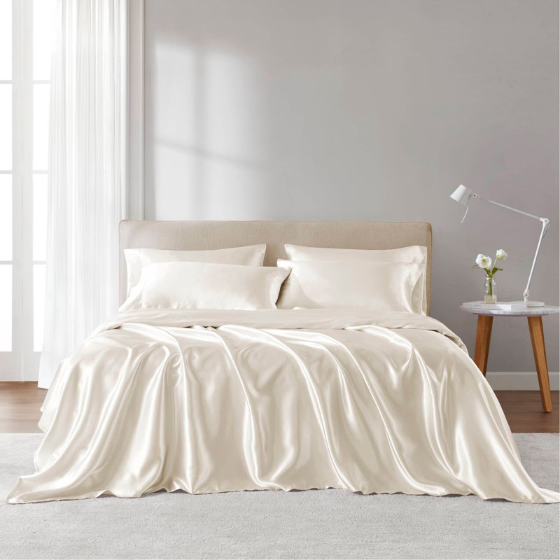 Ensemble de draps 4 pièces, Couvre-lit simple + 3 pièces supplémentaires, Ivoire ivoire