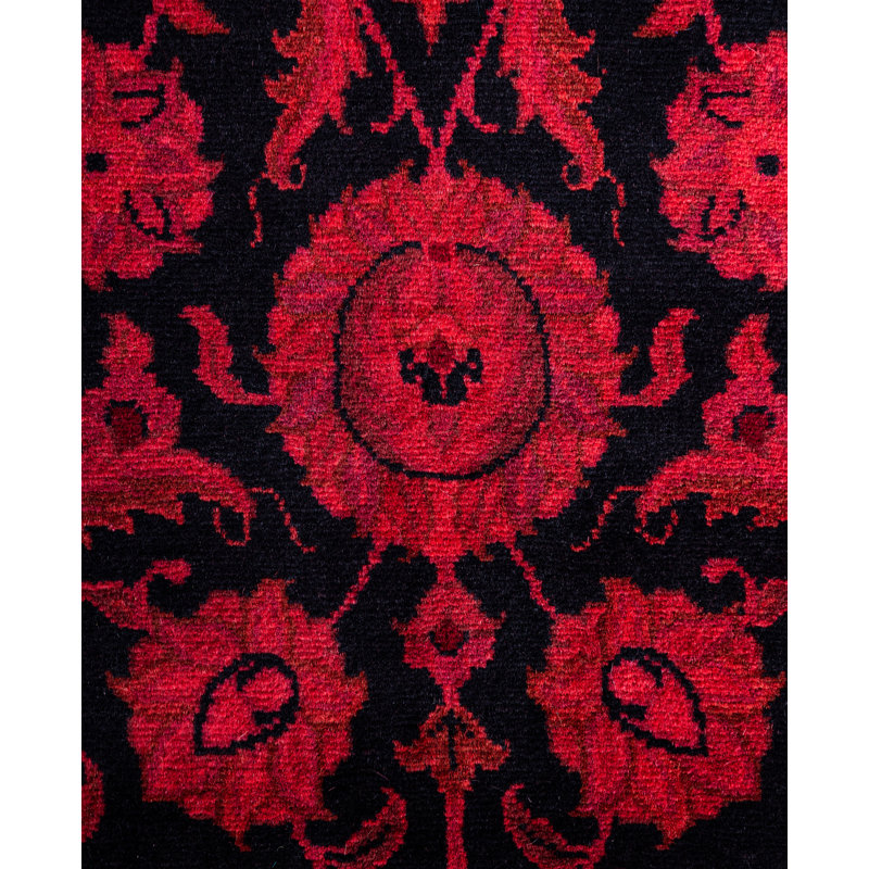 Overdyed Hand-Knotted Wool Modern-Contemporary Red Area Rug 2' 7" x 4' 3"