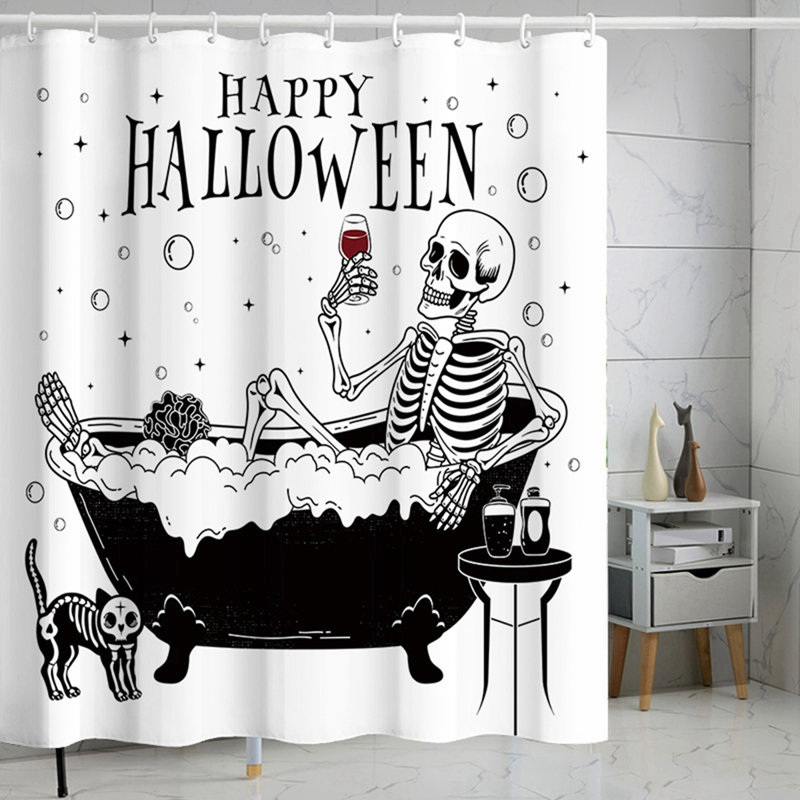 Rideaux de douche d'Halloween avec 12 crochets de 72 po x 72 po, po