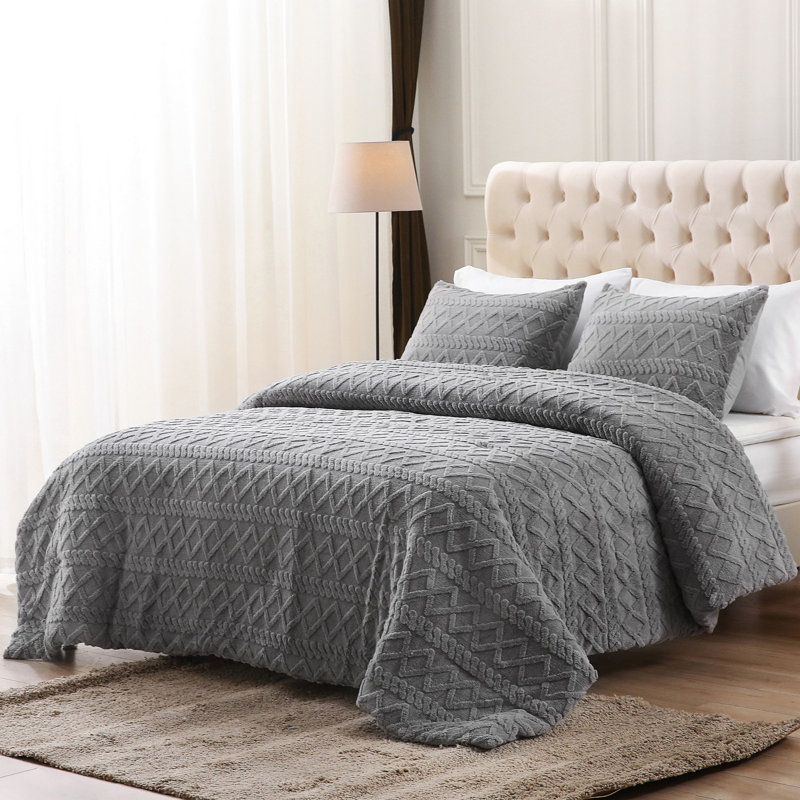 Polyester Comforter, Gray, Twin Comforter + 1 Twin Shams