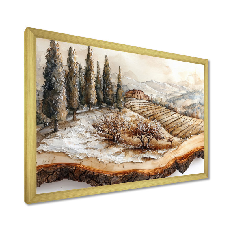 Dinardo - vignoble, art mural, Reproduction encadrée d'une seule photo, H 16 po x l 32 po, Doré