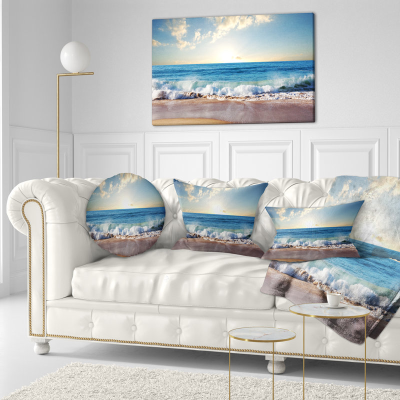 Sunrise Sea Sunset beach, art mural sur toile côtière, reproduction d'art sur la plage, H 20 po x l 40 po, Toile tendue