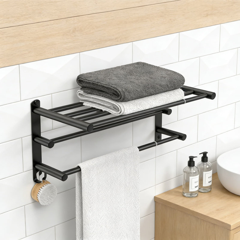 Porte-serviettes mural réglable, adhésif sans perceuse ou porte-serviettes à double couche en acier inoxydable à visser pour la cuisine de la salle de bain