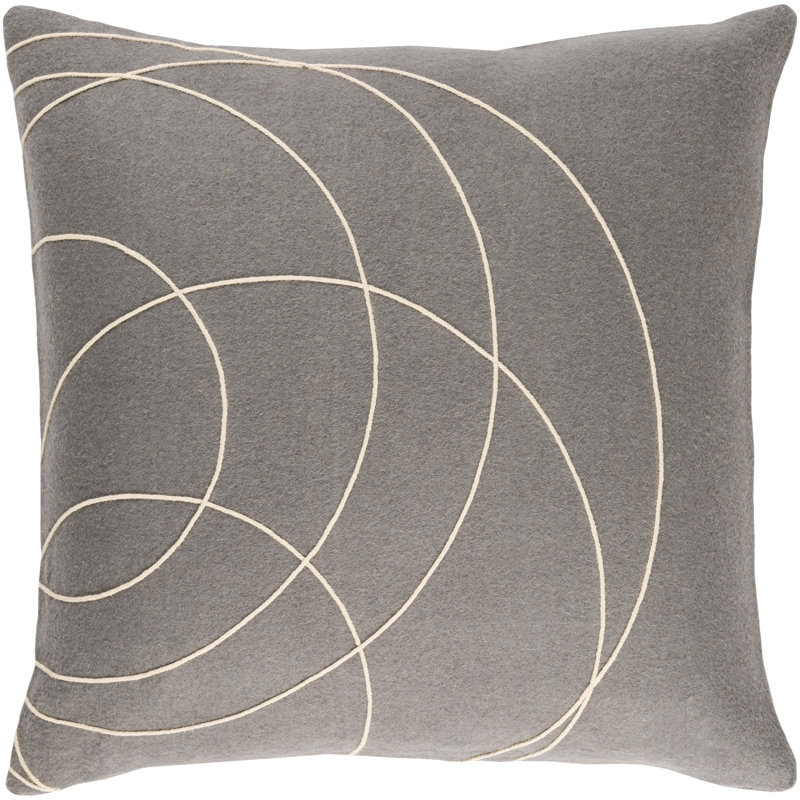Coussin en laine Bold, Mauve / crème, Polyster / bourre de polyester, 22 po x 22 po