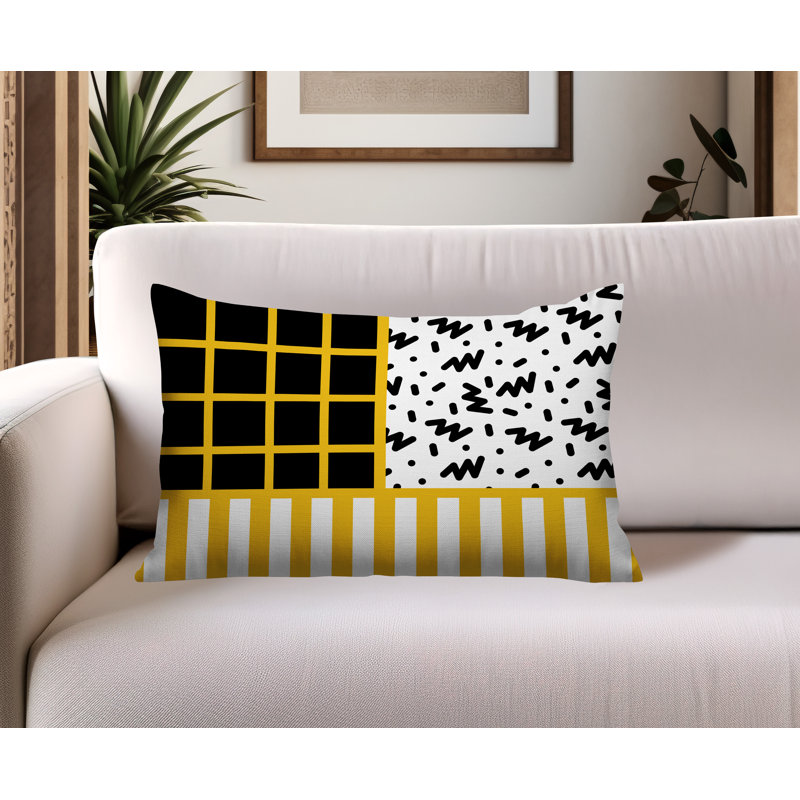 Oreiller rectangulaire réversible intérieur / extérieur Froza, Jaune, Rectangulaire H 14 po x l 20 po