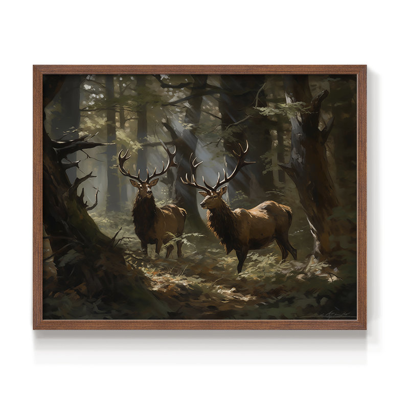 Faune, série III - Reproduction encadrée - Restickable, H 16 po x l 20 po, Noyer