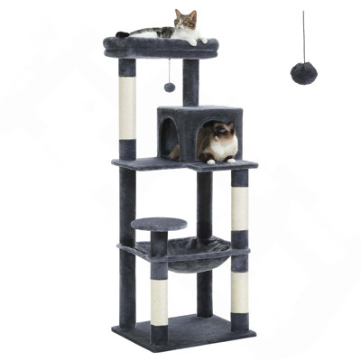 56.3" Indoor Multi-Level Tall Cat Tower With Large Hammock, Scratching Posts, Cozy Condo And Top Perch