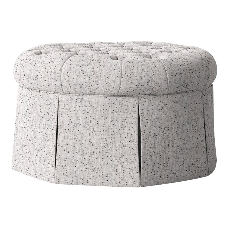 Repose-pieds cocktail capitonné rond 35 po Alma, Perigold Preso Indigo