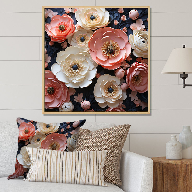 " Ranunculus Flowers Enchanting II ", Natural Floater Framed, 24" H x 24" W x 1" D