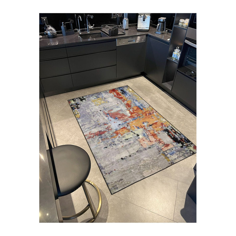 Tapis décoratif moderne de couleur pastel, Sous-tapis rond 3 pi 3 po inclus