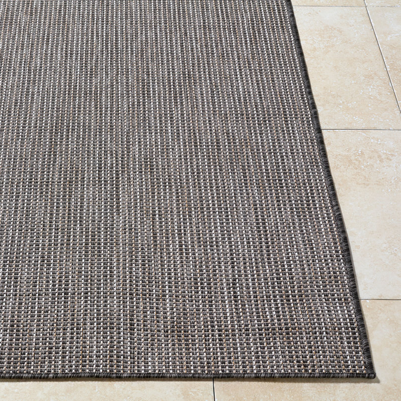 Galey Alix x Livabliss Barberry Outdoor Machine Woven Rug, Rectangle 7'10" x 10', Black