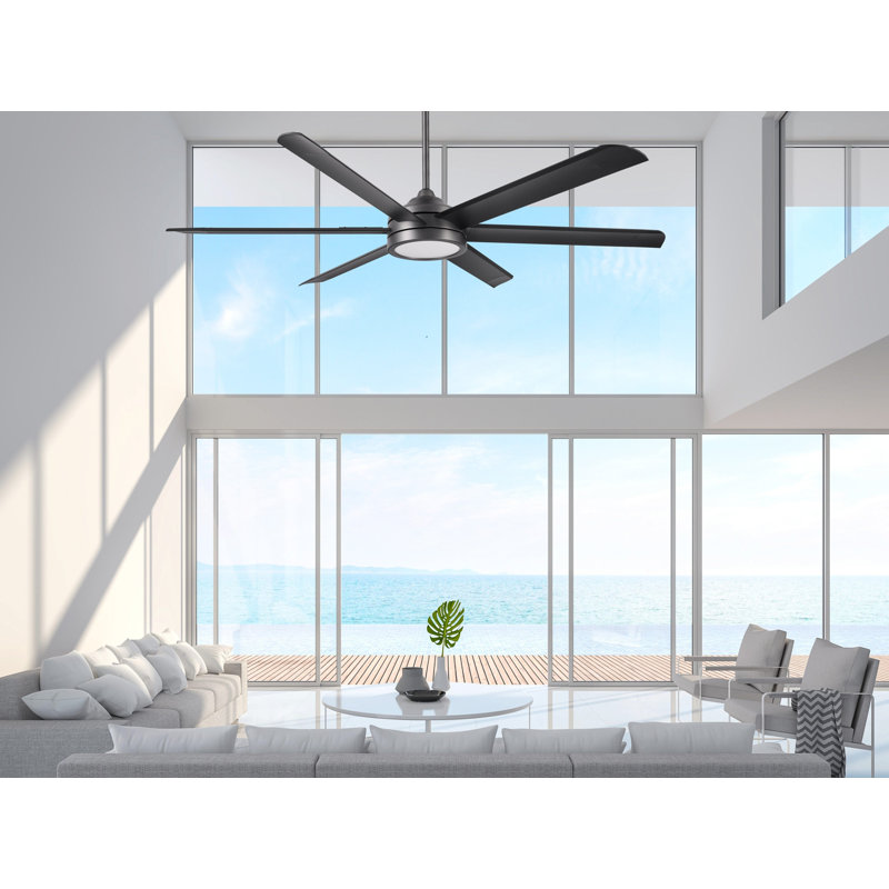 Ventilateur de plafond en carbone brossé à 6 pales de 72 po avec télécommande, ensemble d'éclairage à DEL à intensité variable et moteur réversible Blazer