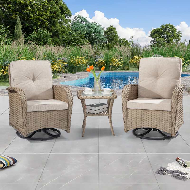 Ensemble de conversation d'extérieur pour 4 personnes avec coussins Ciya, Beige, Naturel