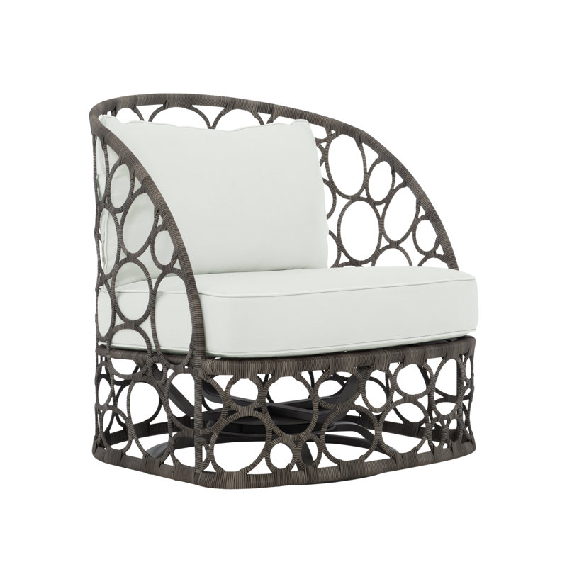 Bali Swivel Patio Chair with Cushions, White Vinyl 6503-000, Dove Gray