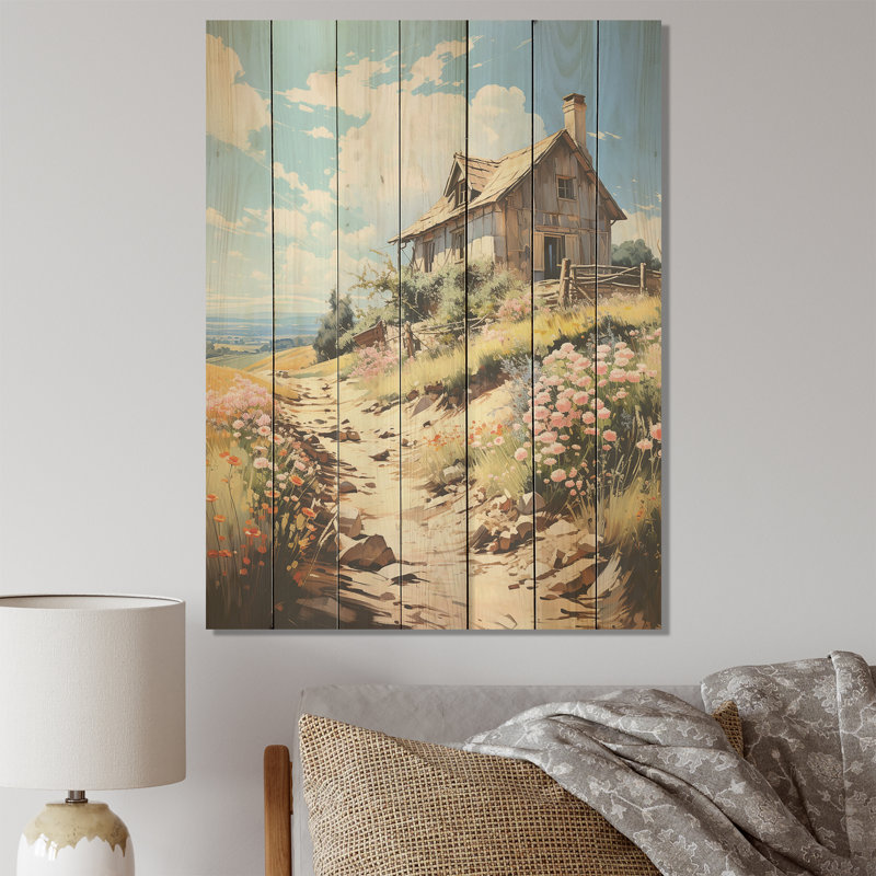 Sommet Cottage dans les Alpes françaises I - Paysage sur bois, H 20 po x l 10 po