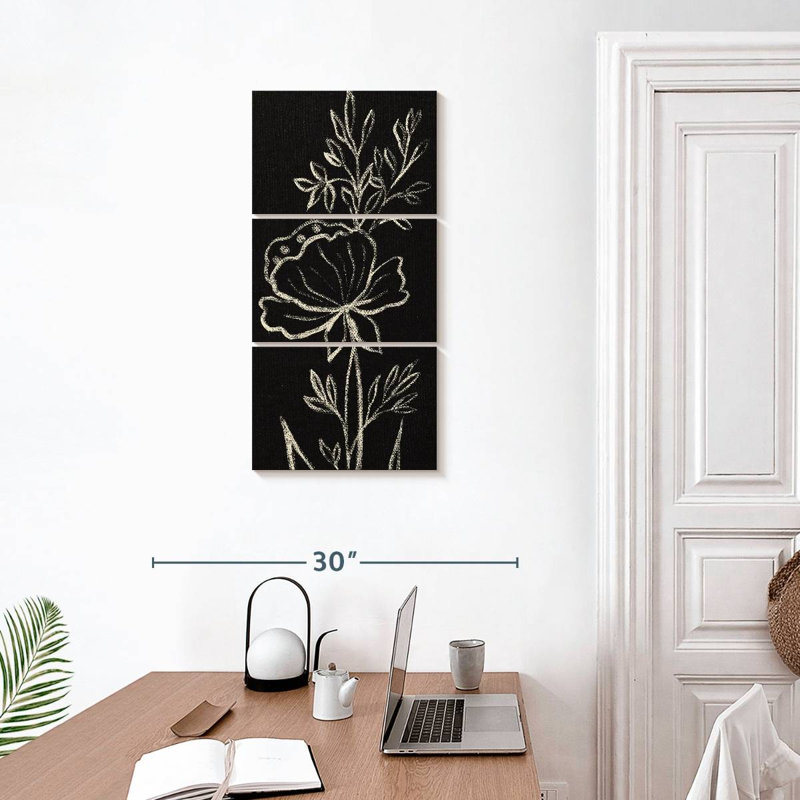 Motif floral noir, H 32 po x l 15 po