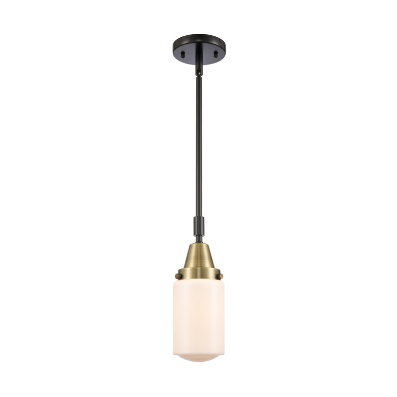 Luminaire suspendu cylindrique à 1 lumière Saroyan, Blanc mat, Ampoule non incluse, Laiton antique noir