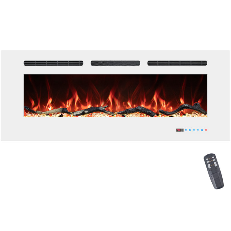 Foyer électrique mural encastré Berni, Blanc, H 17,7 po x l 48 po x P 5,9 po