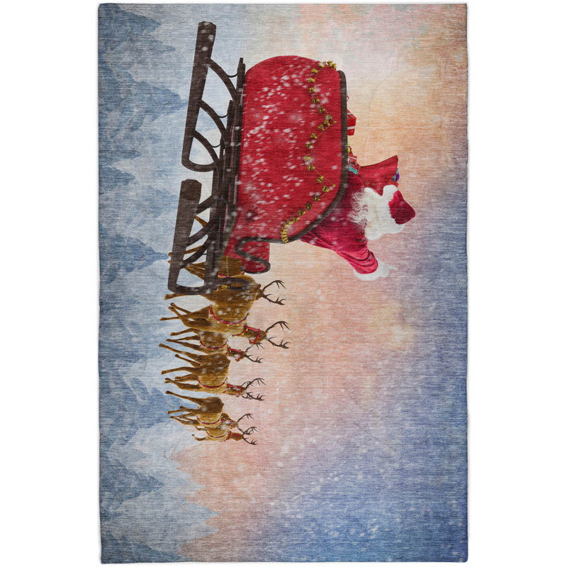 Premium Machine Washable Dream Shag ADS212 Santa Sleigh Rug, 9' x 12'