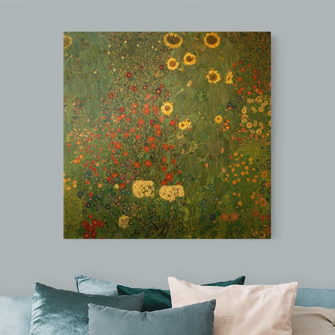 Leinwandbild Garten mit Sonnenblumen von Gustav Klimt