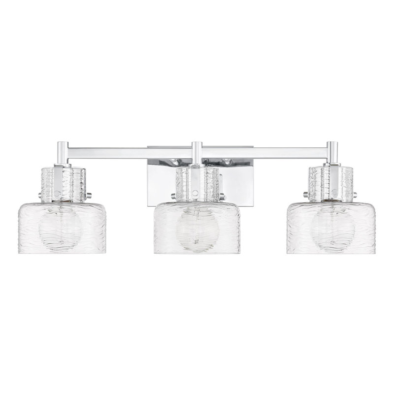 Dover 3-Light Bathroom Vanity Light in Chrome, 8.25" H x 25" W x 6" D, Chrome, 3 Lights