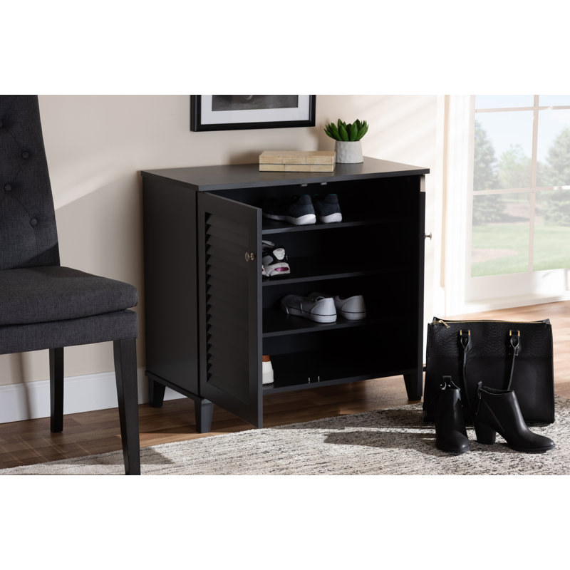 Armoire de rangement pour 12 paires de chaussures moderne et contemporaine, Gris foncé
