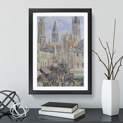 The Old Market at Rouen by Camille Pissarro - Framed Print