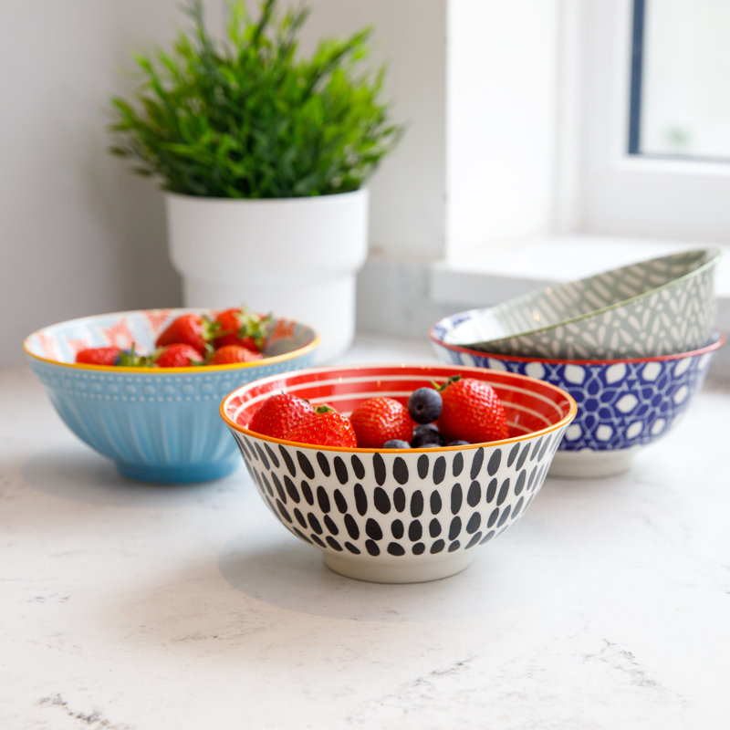 KitchenCraft Light Grey Pattern Ceramic Bowls