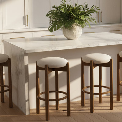 Ensemble de 2 tabourets de bar rembourrés en bois Tara 