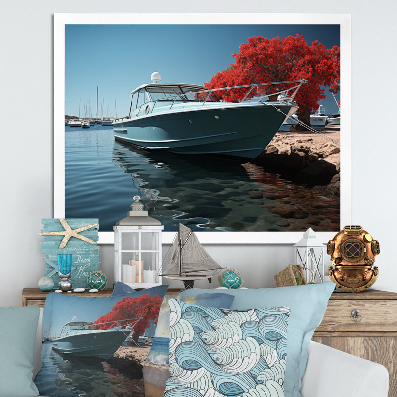 Port Harbor Shadows IV - Imprimé, H 34 po x l 44 po x P 1,5 po, Cadre simple blanc
