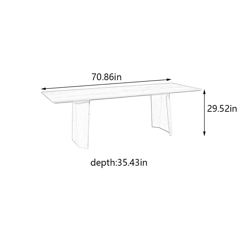 All solid wood rectangular dining table, Light Brown, 29.52"H x 70.86"L x 35.43"W