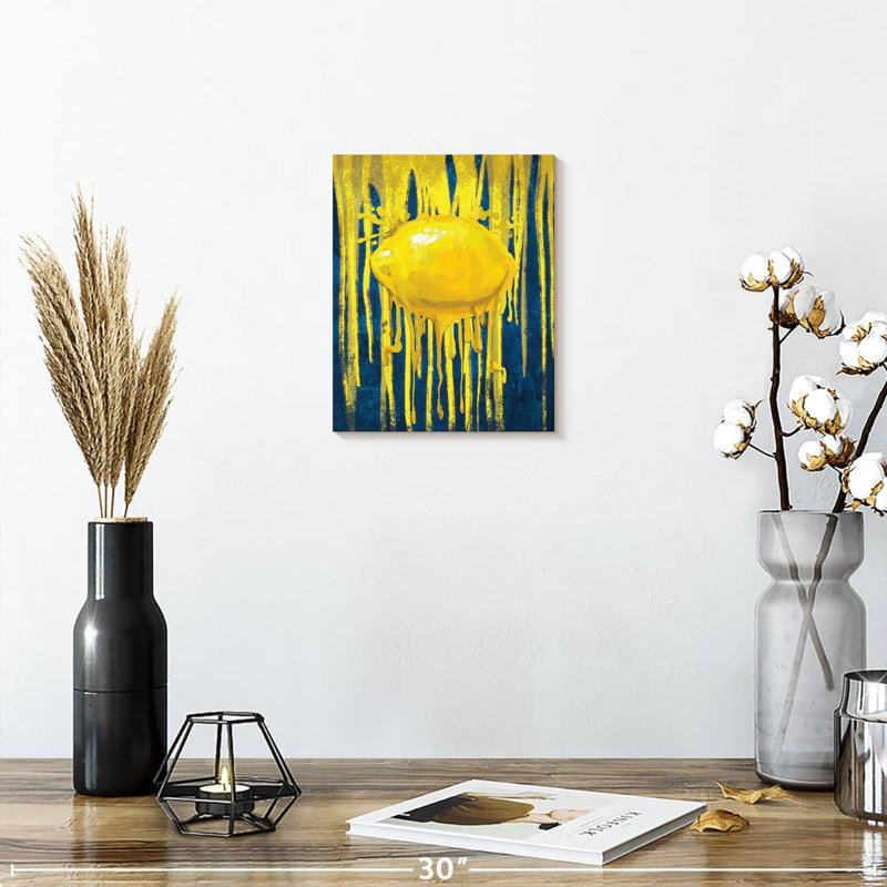 «Lemon Paint Drip» sur toile, H 10 po x l 8 po x P 1 po