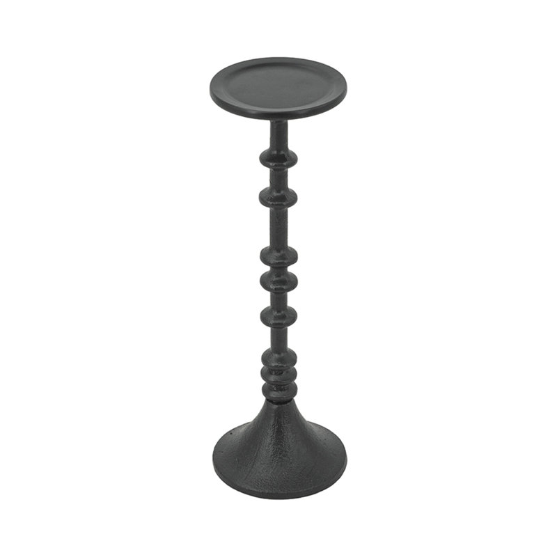 Porte-bougie décoratif en fer noir D4x13,5 po