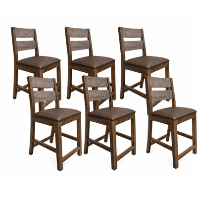 Antique Faux Leather Barstool.