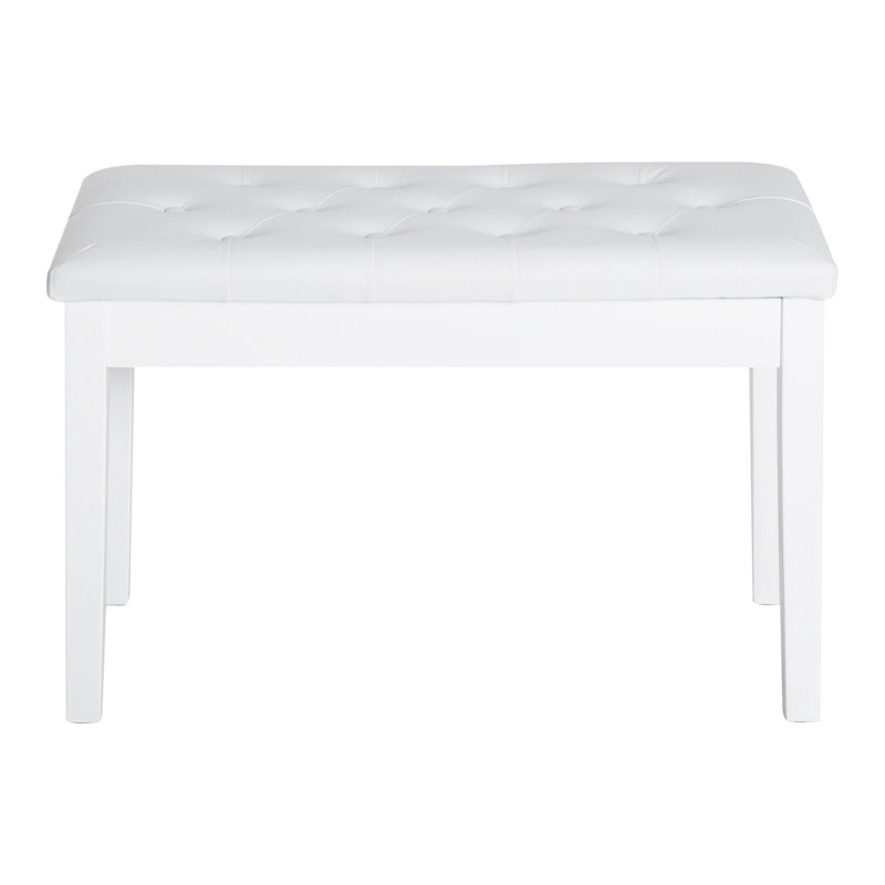 Chaise de piano blanche en bois avec revêtement en similicuir, parfaite pour la pratique en duo et les performances