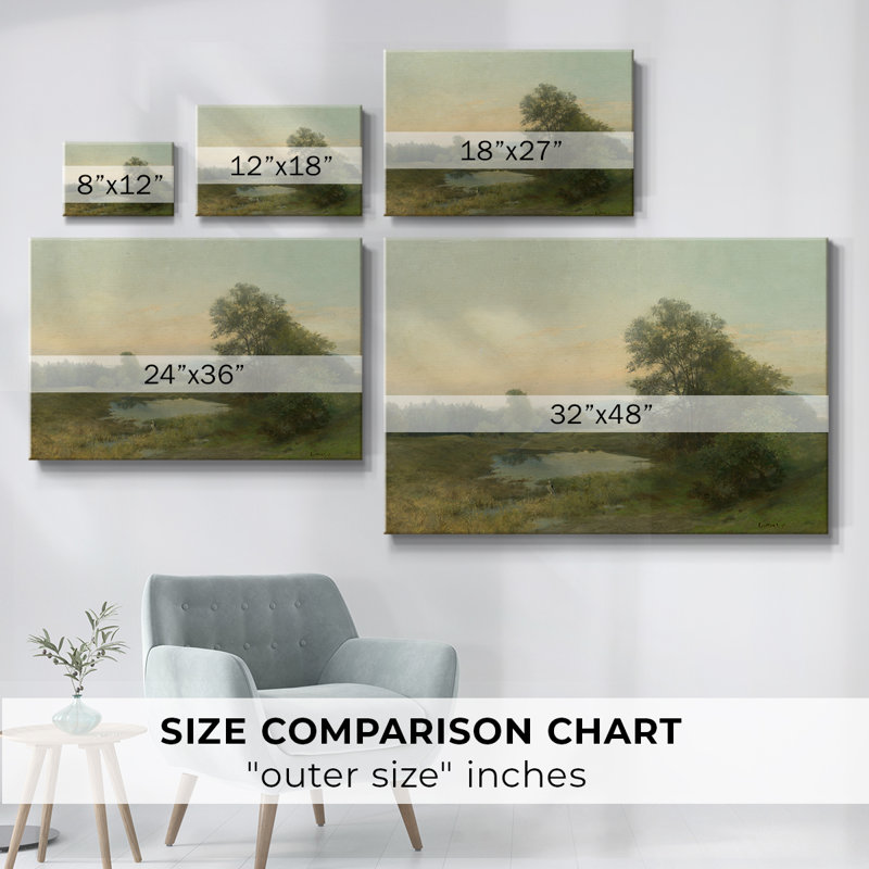 Paysage rétro - DCLVI, toile tendue avec châssis encadré, Toile tendue, H 41 po x l 61 po x P 1,5 po