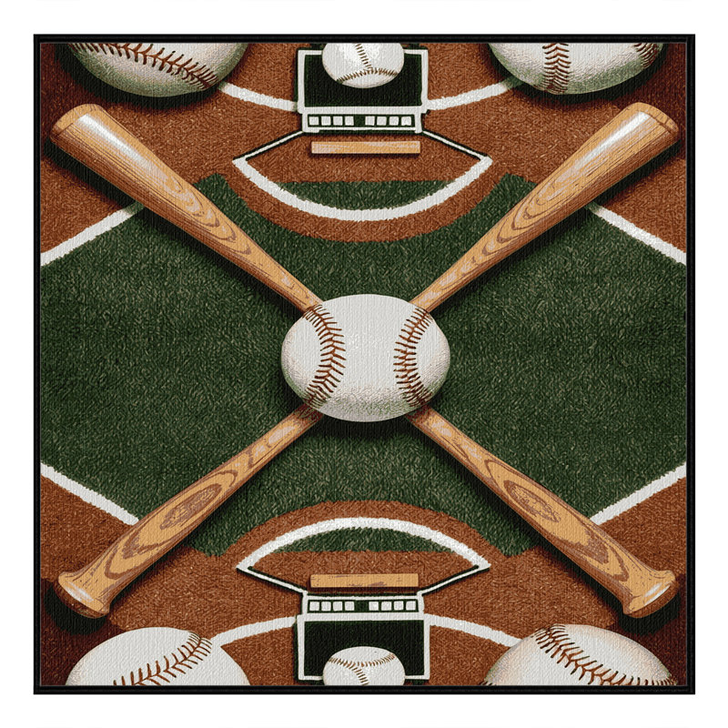  Washable Baseball Sports Area Rug, Carré 4 pi
