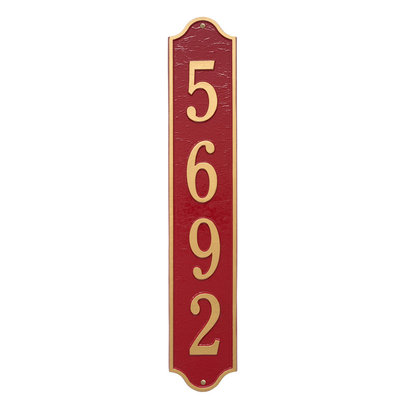 Plaque d'adresse murale 4 lignes Admiral, Rouge / doré