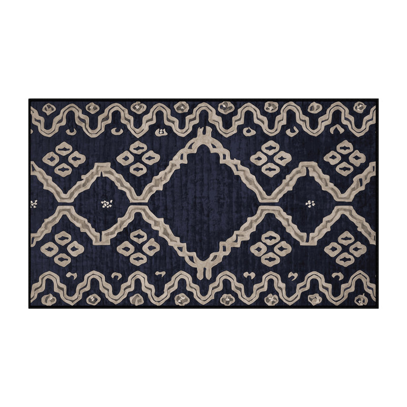 Machine Washable Gray Area Rug, Rectangle 7' x 9'