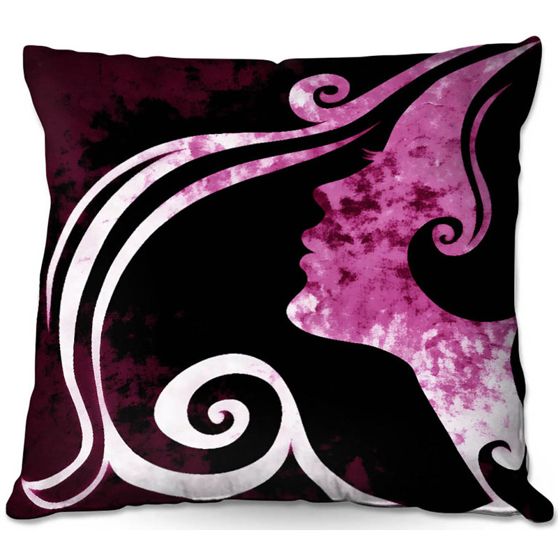 Coussin en attente de canapé, 18 po x 18 po, Rose / Mauve / Noir