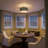 3-Light Hand-Distressed Teal Blue & Antique White Cottage Drum Semi-Flush Mount-1316247105
