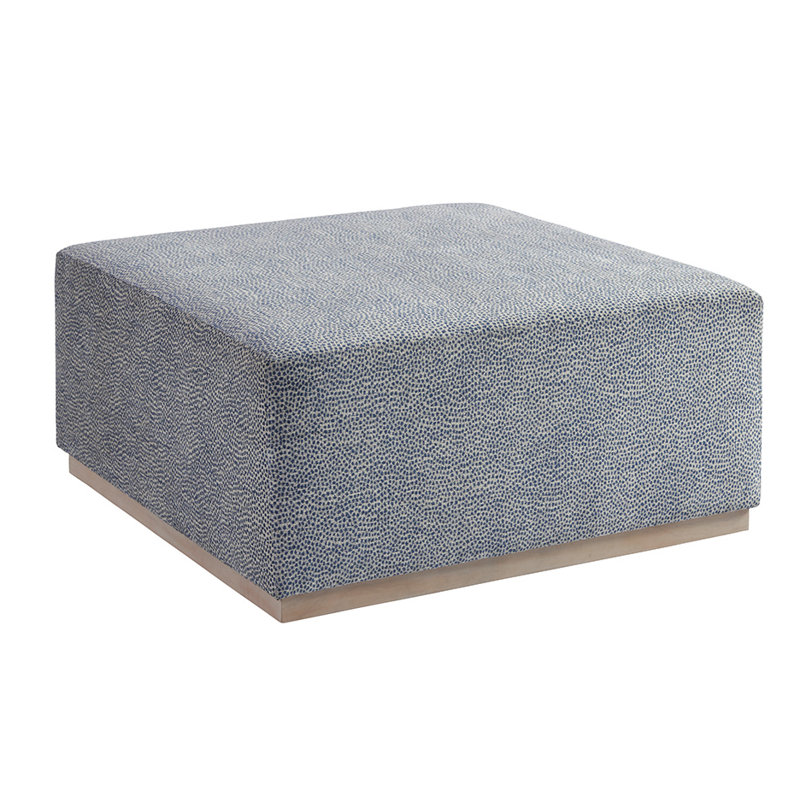 Barclay Butera Upholstery Square Ottoman, Blue/Gray, Cameo Shores