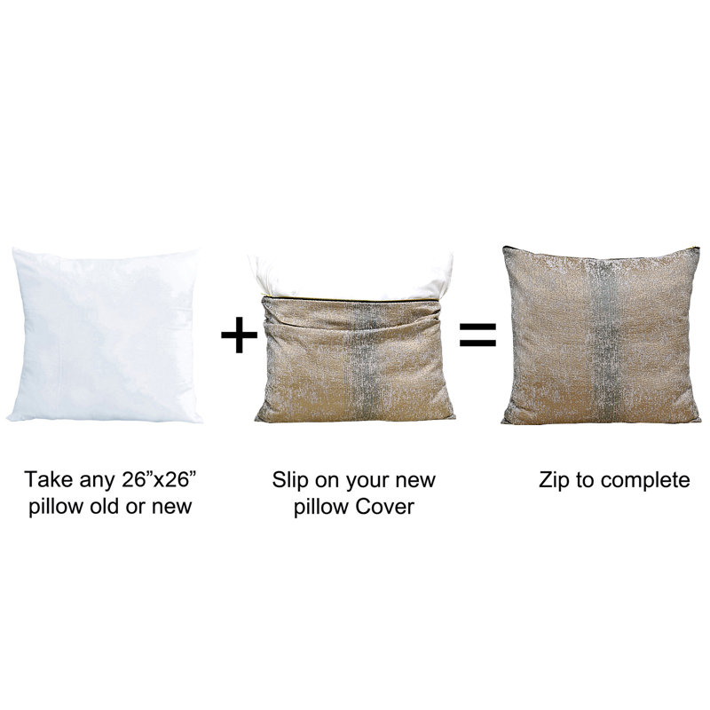 Jacquard Chenille 26" Euro Pillow Cover, Taupe/Khaki