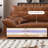 Brown Faux Leather Metal Solid Wood Standard Sofa bed-168487780