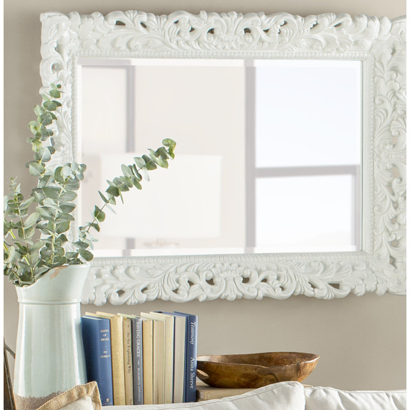 Luise Ornate Beveled Framed Accent Mirror, White