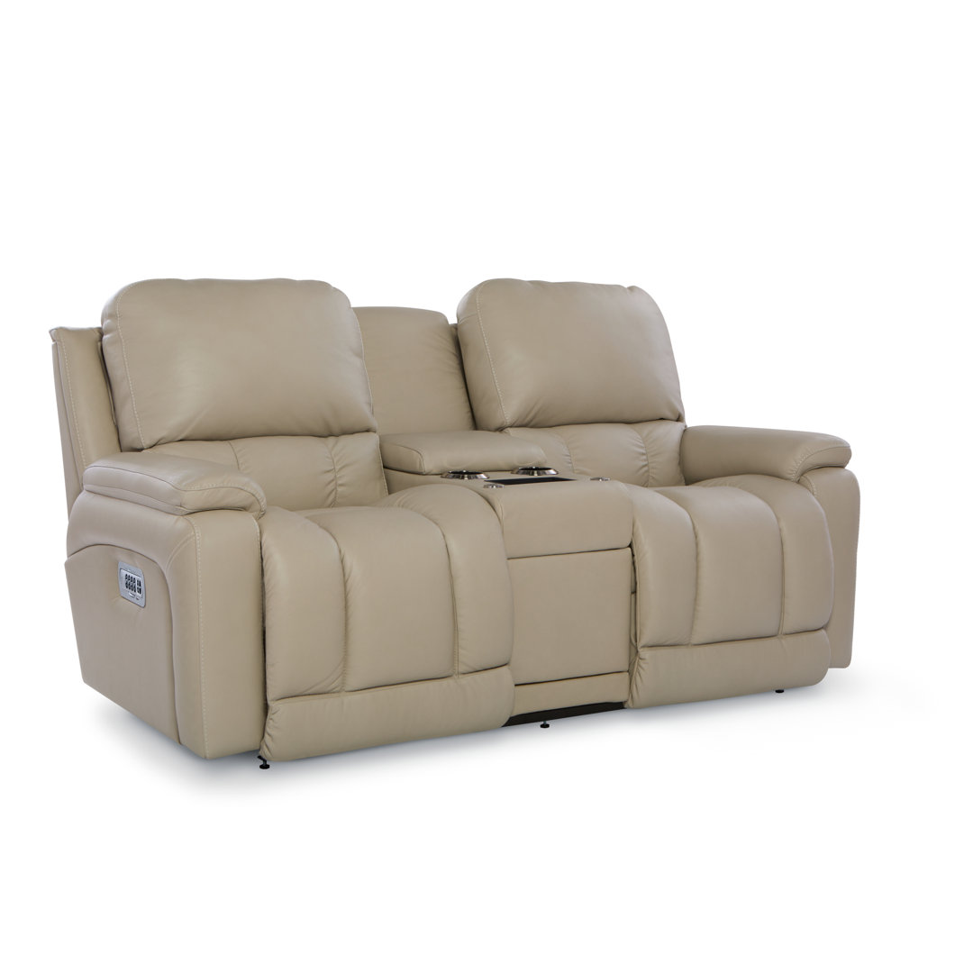 Greyson Power Leather Reclining Loveseat with Power Headrest, Lumbar and Console La-Z-Boy