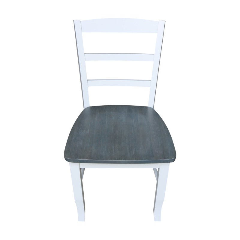 Klynn Solid Wood Dining Chair, White/Heather Gray