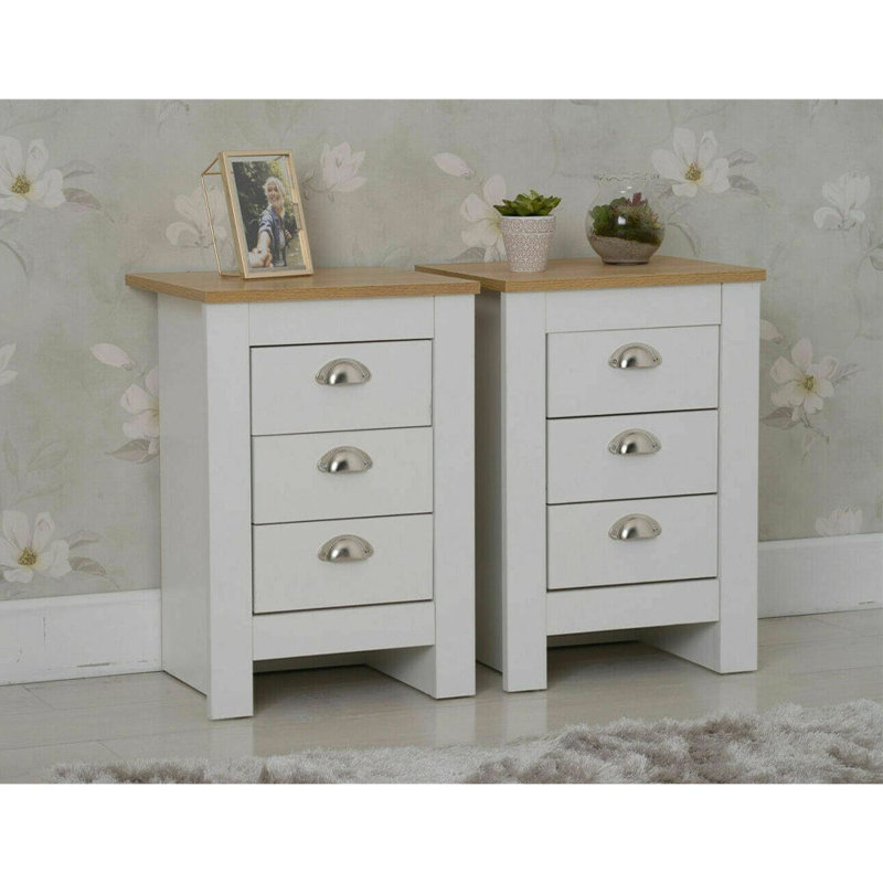 Nestora 40cm W Manufactured Wood Bedside Table, White/Oak